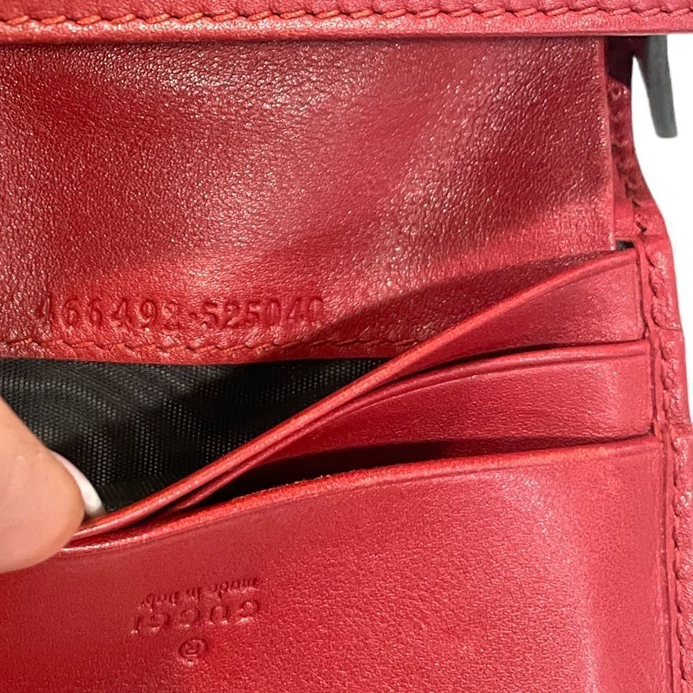 GUCCI GG MARMONT RED MATELASSÉ LEATHER CARD CASE WALLET - Picture 4 of 12